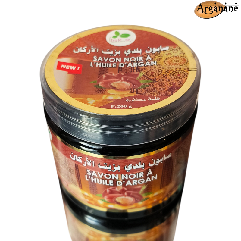 Savon Noir Marocain à L'huile D'argan - 250 G, 100% Naturel, Exfoliant Et Adoucissant