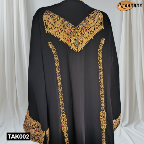 Takchita noire avec perles multicolores - Tak002