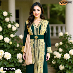 Takchita verte avec perles de couleur - Tak003 - Photo d'illustration générée par IA.