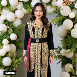 Takchita noire avec perles multicolores - Tak002 - Photo d'illustration générée par IA.