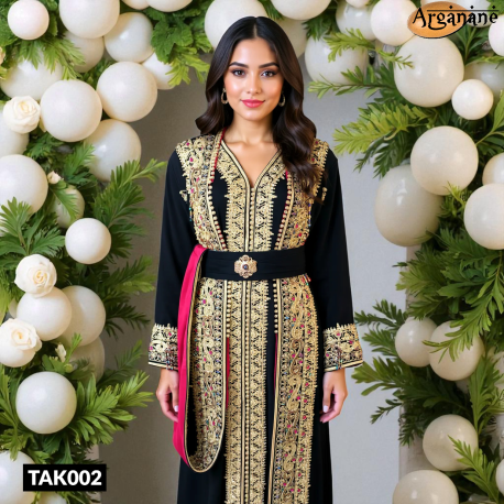 Takchita noire avec perles multicolores - Tak002 - Photo d'illustration générée par IA.