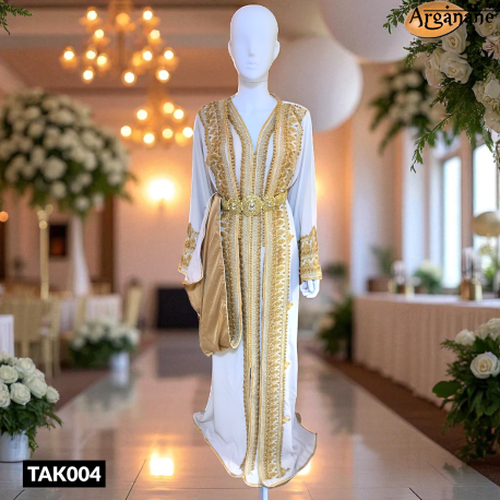 Takchita blanche avec perles - Tak004