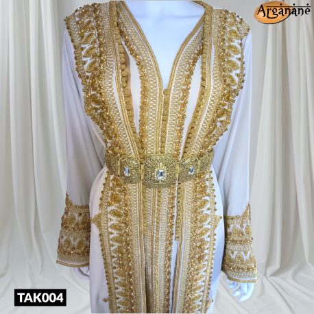 Takchita blanche avec perles - Tak004