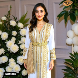 Takchita blanche avec perles - Tak004 - Photo d'illustration générée par IA.