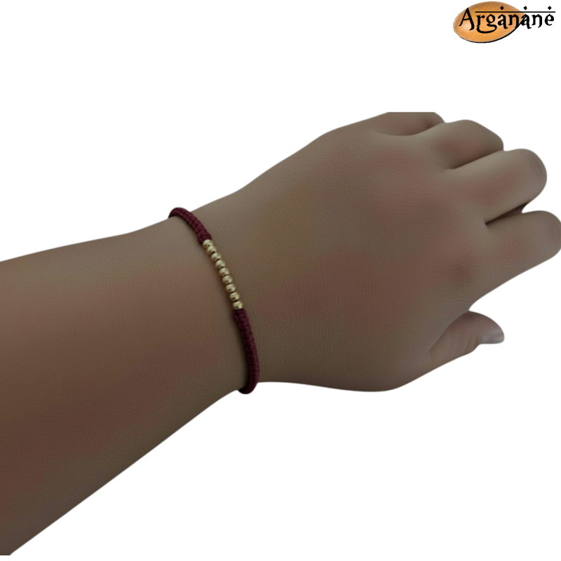 Bracelet réglable cordon polyester et acier inoxydable doré - BRA012