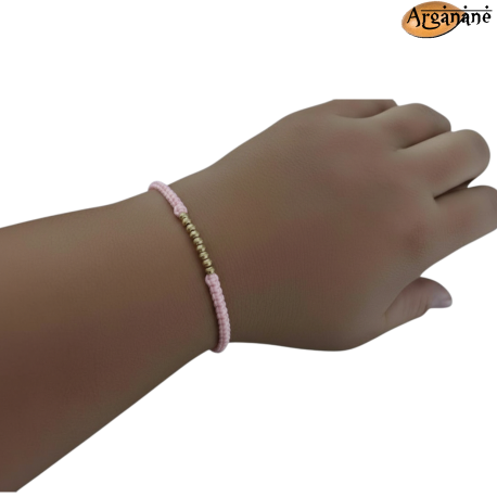 Bracelet réglable cordon polyester et acier inoxydable doré - BRA012