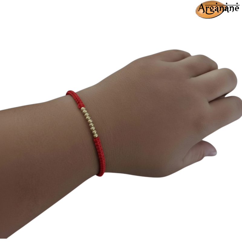 Bracelet réglable cordon polyester et acier inoxydable doré - BRA012