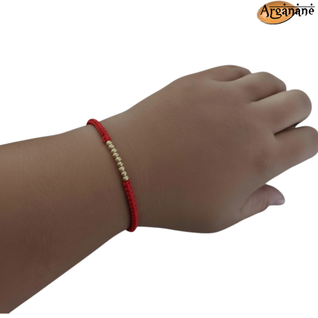 Bracelet réglable cordon polyester et acier inoxydable doré - BRA012