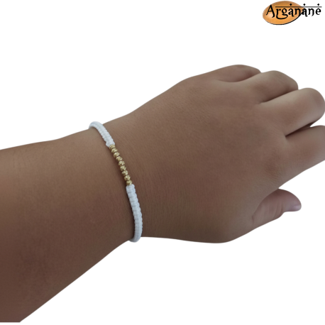 Bracelet réglable cordon polyester et acier inoxydable doré - BRA012